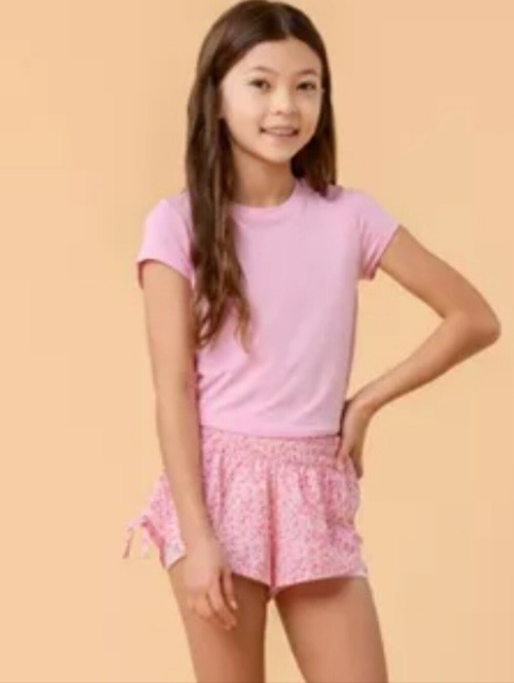 Blogilates Girls' Mommy & Me Bow Back T-Shirt - Light Pink M